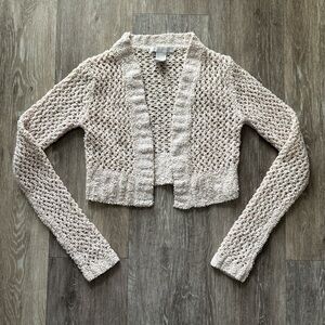 Charlotte Russe Y2K Coquette Cream Gold Crochet Knit Bolero Cardigan Size S